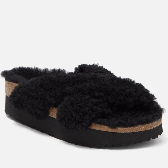 Birkenstock Shoes - Birkenstock Papillo Daytona Shearling Slide Sandals in Black Size 36 (US5-5.5)